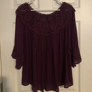 Urban outfitters off the shoulder purple lace top